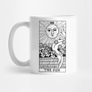 The Sun Tarot Card Black and White Mug